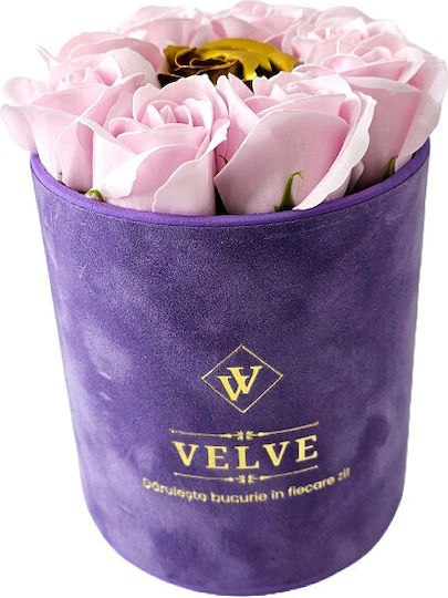 Velvet Package 9 Soap Roses In A Purple Velvet Box Pink Gold Jewelry Box Jewelry Holder In Silhouette Shape