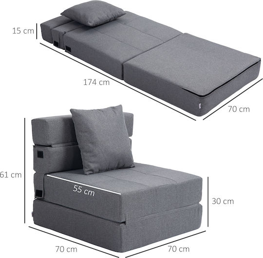 Vielseitiger Sitzsack Pouf Dunkelgrau 70x70x61cm