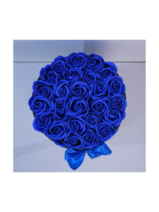 Radiance Floral Arrangement In A Black Round Box 25 Soap Roses Blue Radiance Floral Arrangement In A Black Round Box 25 Soap Roses Blue