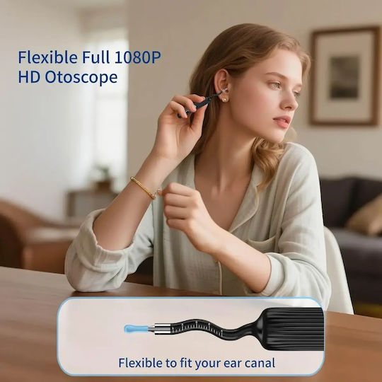 Otoscop Pentru Îndepărtarea Cearăi Din Urechi Cameră Hd 1080p Pensetă Curățător Urechi Flexibil Ip67 12 Vârfuri Moi 3 Capete De Inspecție Adulți Copii Animale De Companie