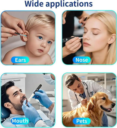 Otoscop Pentru Îndepărtarea Cearăi Din Urechi Cameră Hd 1080p Pensetă Curățător Urechi Flexibil Ip67 12 Vârfuri Moi 3 Capete De Inspecție Adulți Copii Animale De Companie