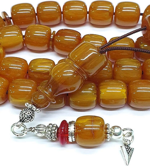 Roloi Komboloi Mastic Worry Beads with 33 Beads Honey 32cm