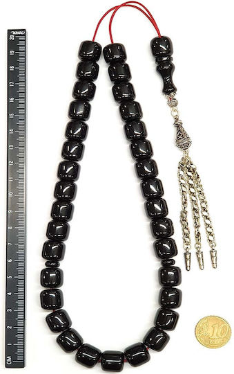 Roloi Komboloi Mastic Worry Beads with 33 Beads Black 43cm