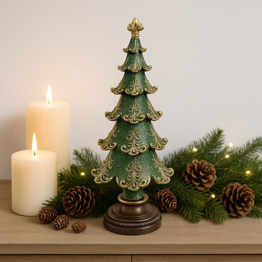 Christmas Tree Green-Gold Polyresin 30cm