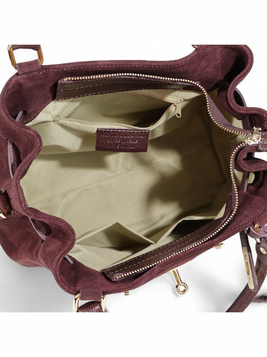 Passaggio Leder Damen Tote Tasche Wildleder Burgundisch