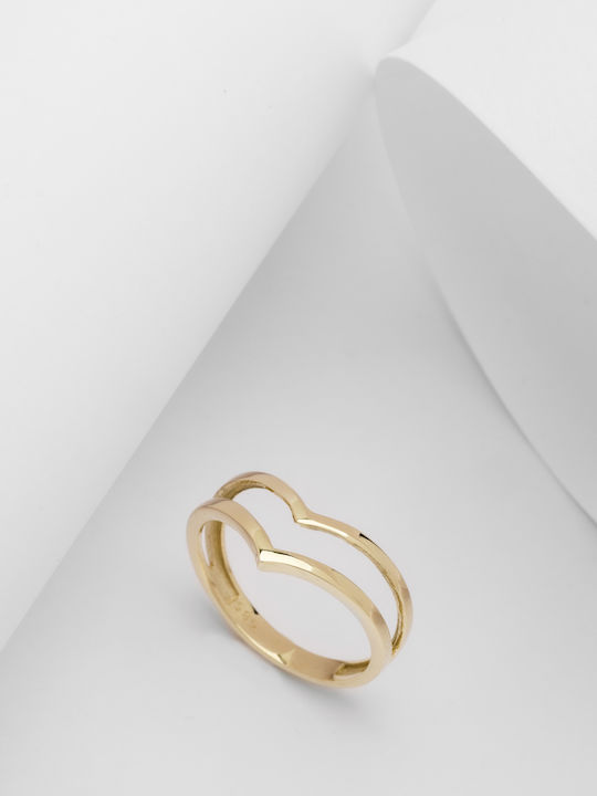 Lunaorocreations Inel Pentru Femei Dublu V Design Aur 14 Carate