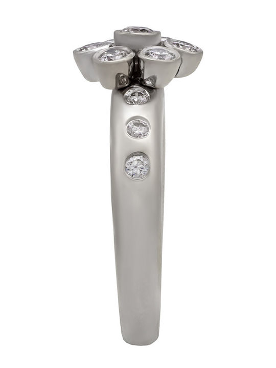 Savvas Design Ring with Diamond made of White gold 18K