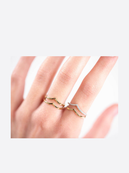 Lunaorocreations Inel Pentru Femei Dublu V Design Aur 14 Carate