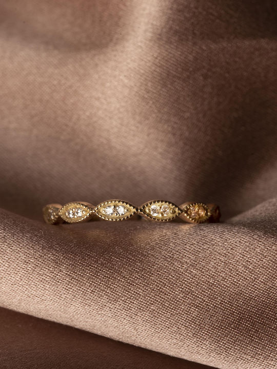 Lunaorocreations Damen Ewigkeitsring Mit Steinen Zirkon Gelbes Gold 14k