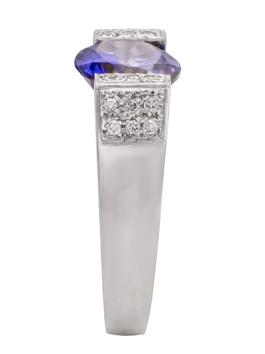 Savvas Design Ring with Diamond made of White gold 14K