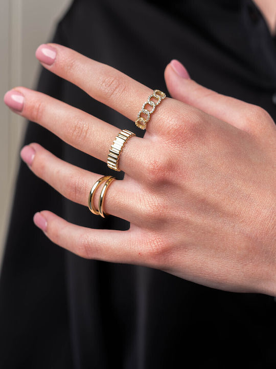 Lunaorocreations Damenring 14k Gelbgold Reliefmuster