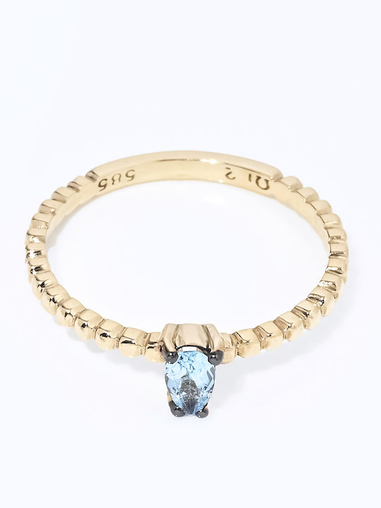 Lunaorocreations Damenring Aquamarin Gelbvergoldet 14k