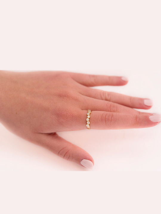 Lunaorocreations Women's Half Eternity Bands Zircon Yellow Gold Ring