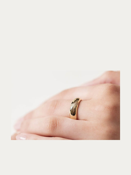 Lunaorocreations Damenring Dome Steine Zirkon Gold 14k