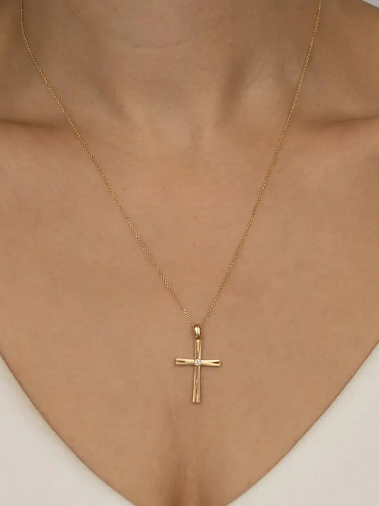 Дамски Златен Кръст 18K с Верижка