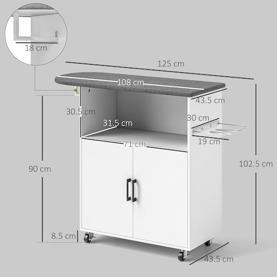HomCom HomCom Steam Ironing Board 125x43.5x102.5cm