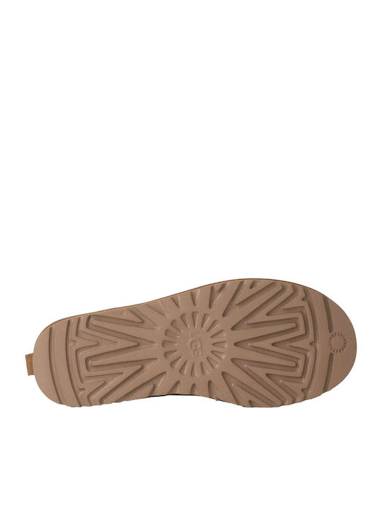Classic Micro Closed-Toe Leather Women's Slippers Brown