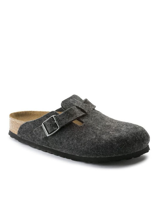 Boston Closed Woolen Women's Slippers Gray Narrow Fit