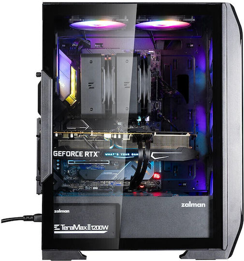 Zalman N7 PLUS V2 Gaming Midi Tower Κουτί Υπολογιστή με Πλαϊνό Παράθυρο Μαύρο