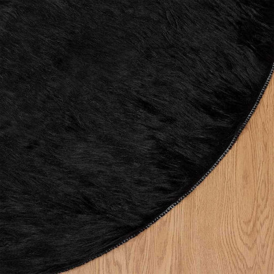 vidaXL Teppich Kamin Rechteckig Leder Black