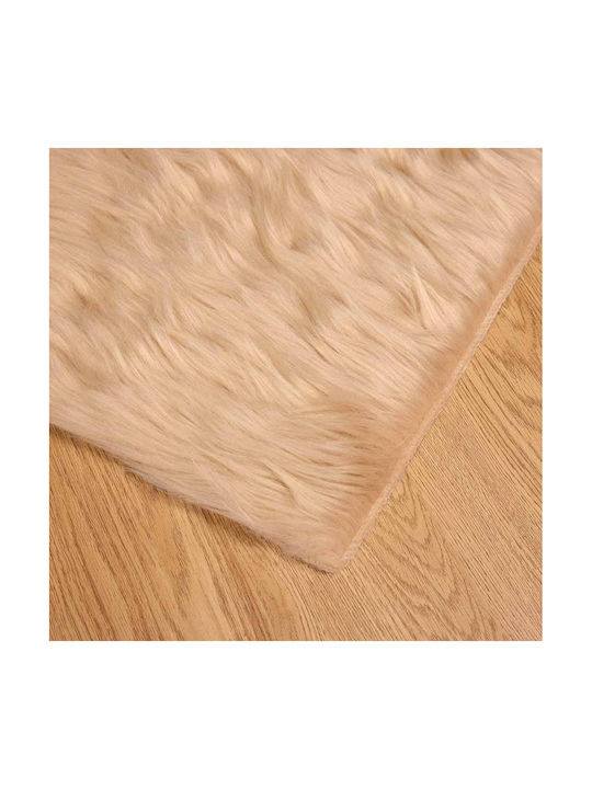 vidaXL Rug Fireplace Rectangular Leather Beige