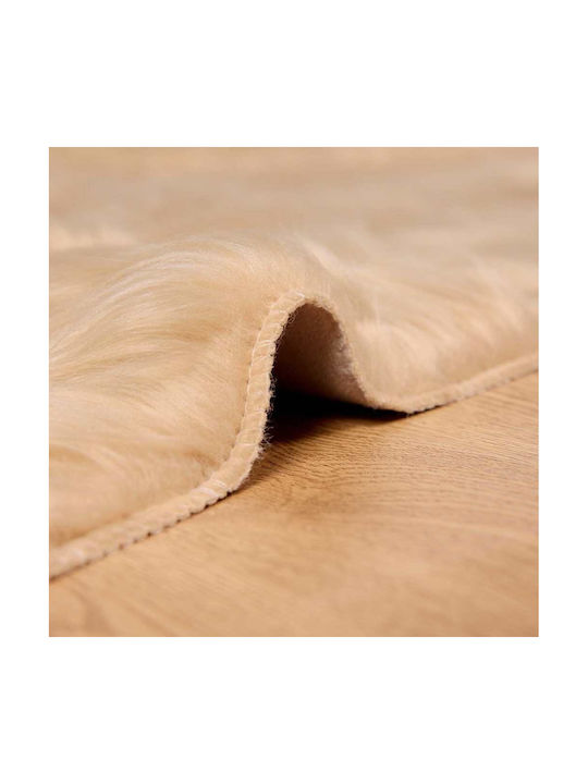 vidaXL Rug Fireplace Rectangular Leather Beige