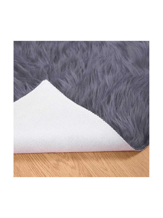 vidaXL Rug Fireplace Rectangular Leather Charcoal