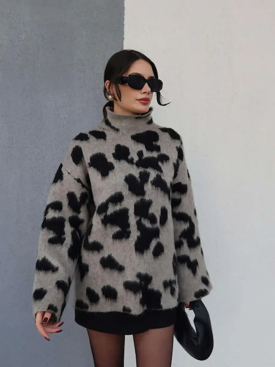 Γυναικείο Πουλόβερ Animal Print Γκρι