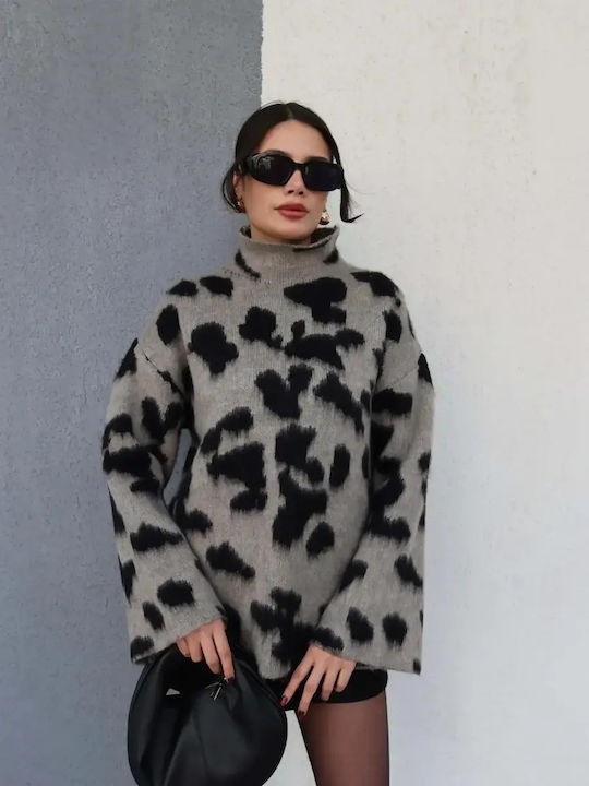 Γυναικείο Πουλόβερ Animal Print Γκρι