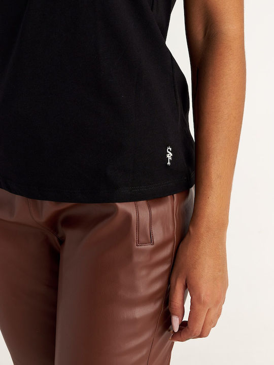 Damen Bluse Baumwolle Kurzärmelig Black