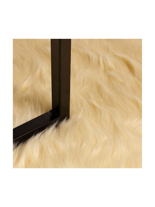 vidaXL Χαλί Τζακιού Δερμάτινο 60x110cm Κρεμ