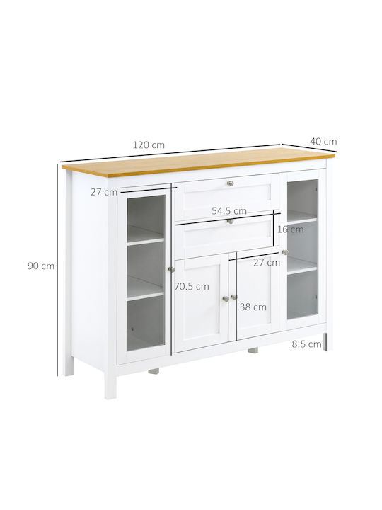 Επιδαπέδιο Ντουλάπι Λευκό Και Δρυς 120x40x90εκ.