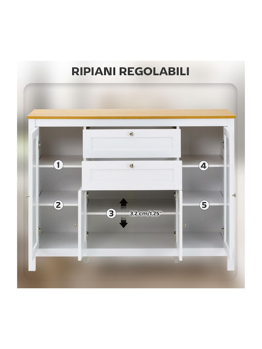 Επιδαπέδιο Ντουλάπι Λευκό Και Δρυς 120x40x90εκ.
