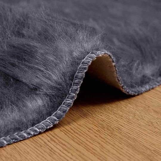 vidaXL Teppich Kamin Rechteckig Leder Charcoal