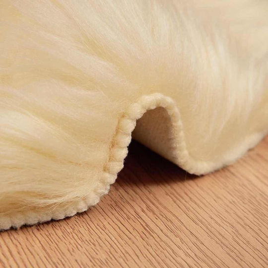 vidaXL Teppich Kamin Rechteckig Leder Cream