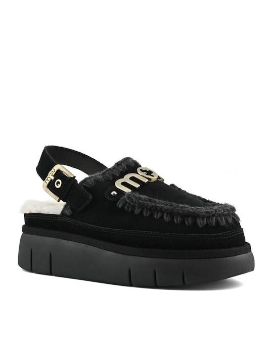 Mou Bounce Strap Closed-Toe Slippers Black