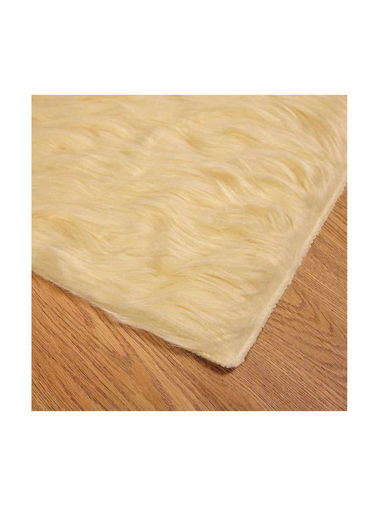 vidaXL Rug Fireplace Rectangular Leather Cream