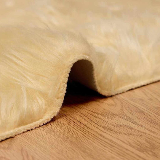 vidaXL Teppich Kamin Rechteckig Leder Cream