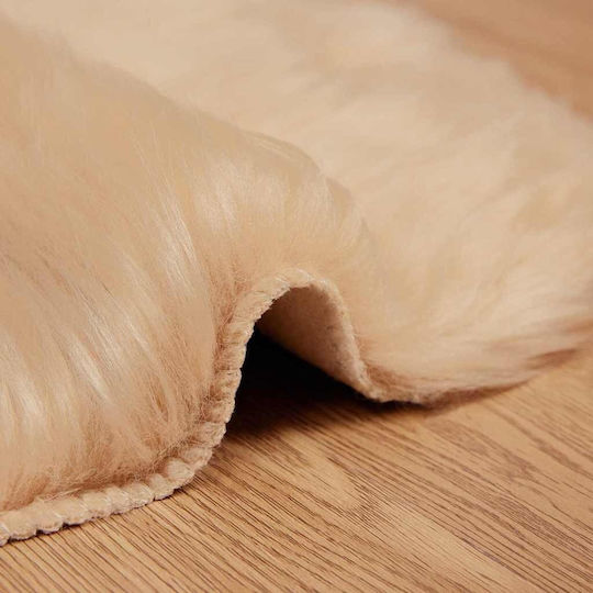 vidaXL Teppich Kamin Rechteckig Leder Beige