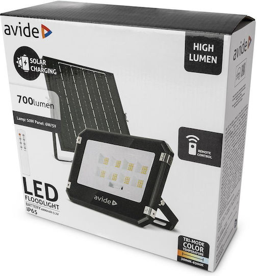 Avide Solar LED Floodlight 50W Warm to Cool White with Remote Control