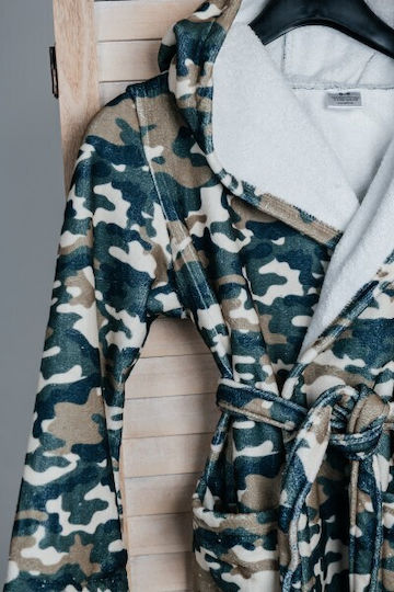 Carmel Halat de Baie pentru Copii Green Camouflage cu Glugă