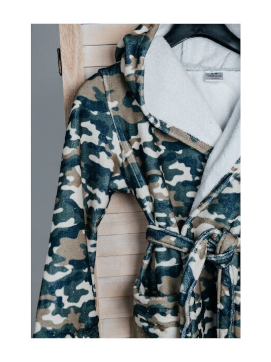 Carmel Παιδικό Μπουρνούζι Green Camouflage με Κουκούλα