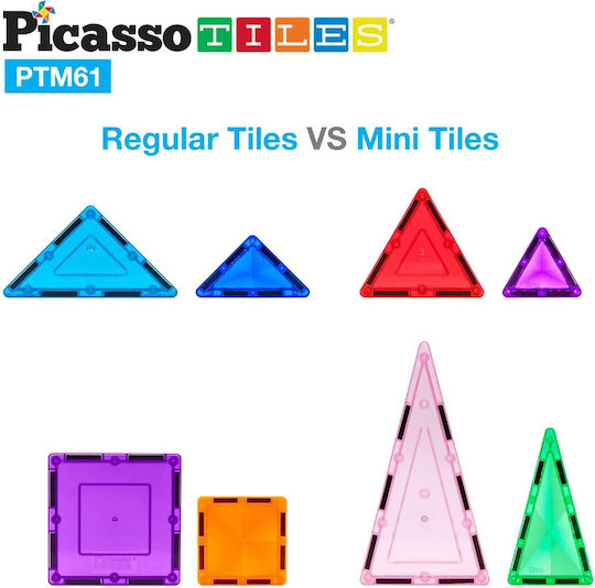 PicassoTiles Μαγνητικό Παιχνίδι Κατασκευών για Παιδιά 3+ Ετών