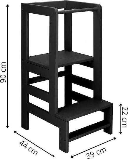 Lernturm aus Holz Schwarz