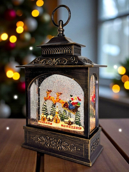 Ornament de Crăciun Lanternă Luminat cu Moș Crăciun 18x28cm 1buc