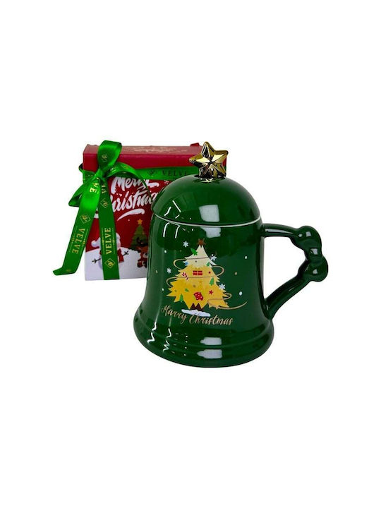 Velve Ornament de masă de Crăciun Cană Ceramic L15xW11cm.