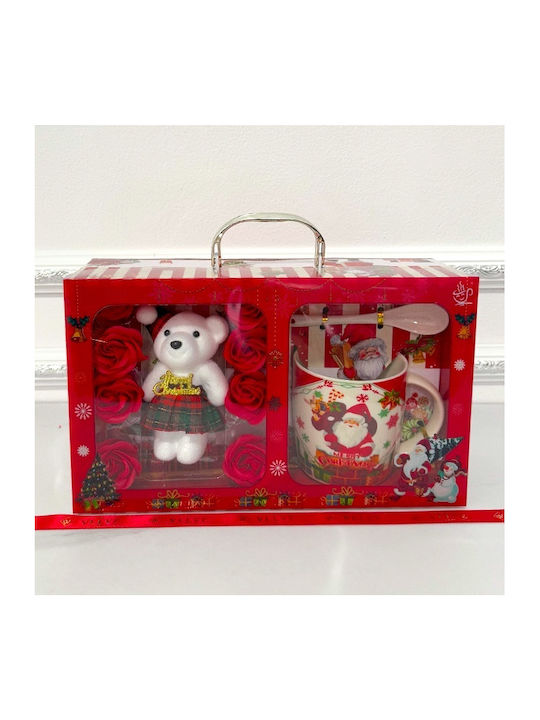 Velve Ornament de masă de Crăciun Cană Ceramic Roșu L28xW17xD10cm.