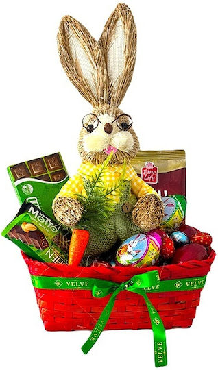 Cutie Surpriză Pascal Iepuraș Decorativ Din Paie Ouă Decorative Din Lemn Ouă De Ciocolată Ciocolată Schogetten 100g Wafer My Motto 30g Ciocolată Roshen 29g Caju 50g