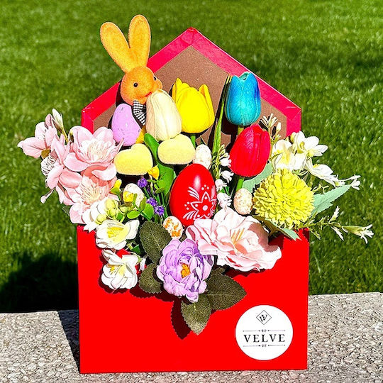 Aranjament Floral Envelo În Suport Tip Plic Flori Artizanale Plante Flori De Săpun Decorațiuni De Paște Roșii