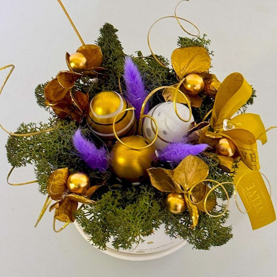 Aranjament Floral Cu Sclipici În Vază Ceramica În Formă De Cupă Lagurus Licheni Stabilizați Ouă Decorative Plante Artizanale Verzi 16 X 7 Cm